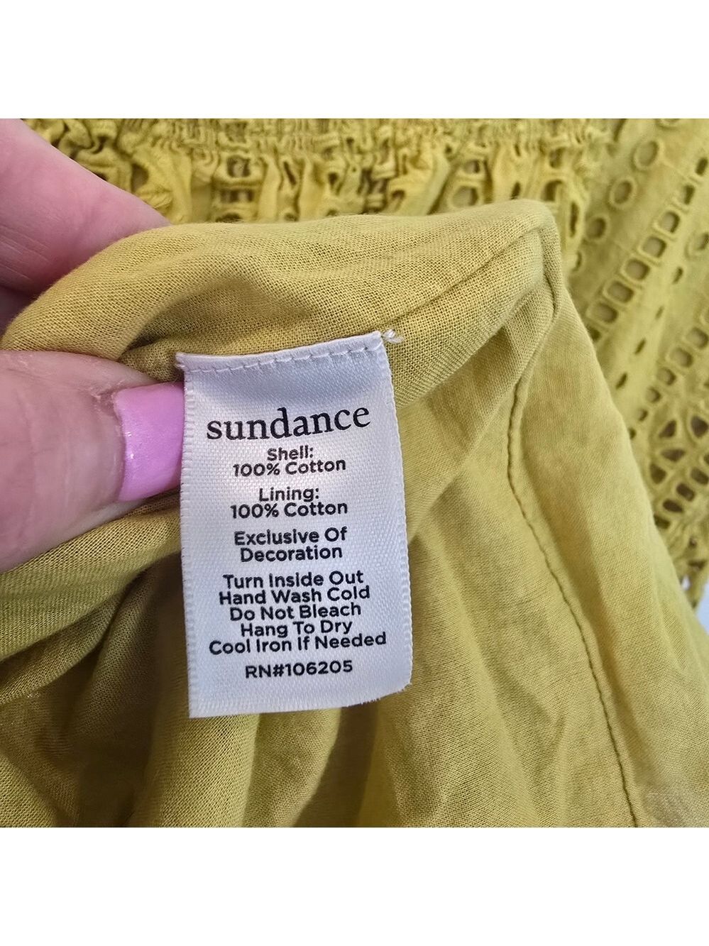 Sundance Sugar Sand Eyelet Tank Chartreuse Lime Eyelet Boho Pom Pom Top Small - Picture 9 of 9